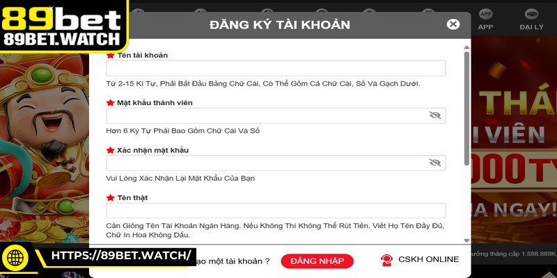 Hoàn thiện trung thực và đủ form đăng ký để trở thành hội viên