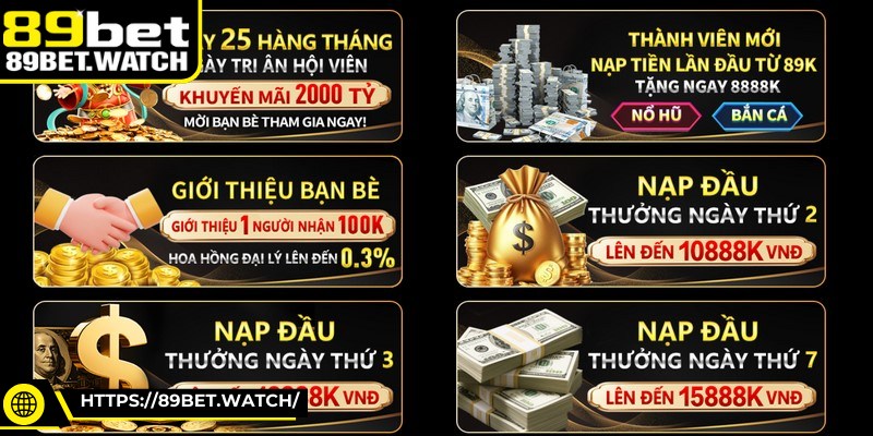 89BET thường xuyên triển khai nhiều sự kiện ưu đãi cho hội viên